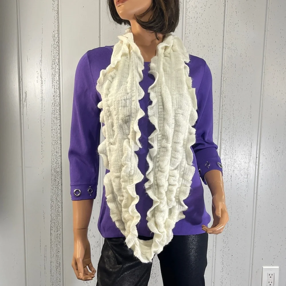 *New York & Company Women's Beige Knitted Infinity Scarf